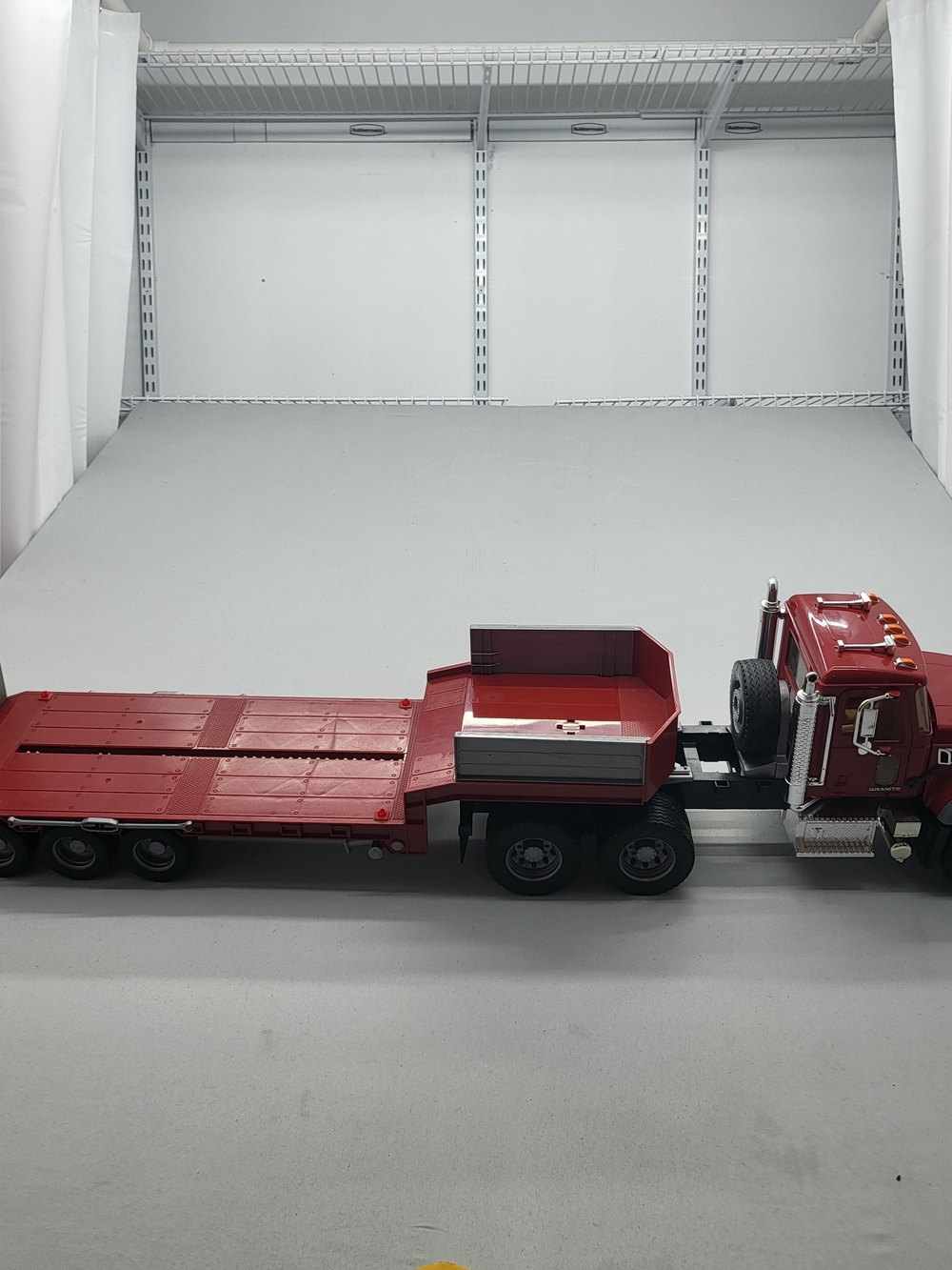 Red Lowboy Trailer Truck Toy for Kids - Classic Hauler